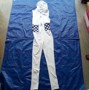 Capelli of New York White and Black Checkered Jumpsuit